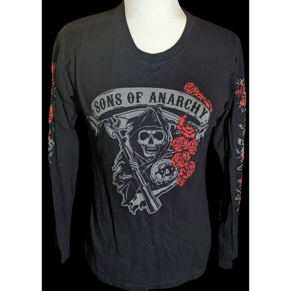 Sons Of Anarchy Gothic Long Sleeve Shirt With Rose Accents - Picture 1 of 5